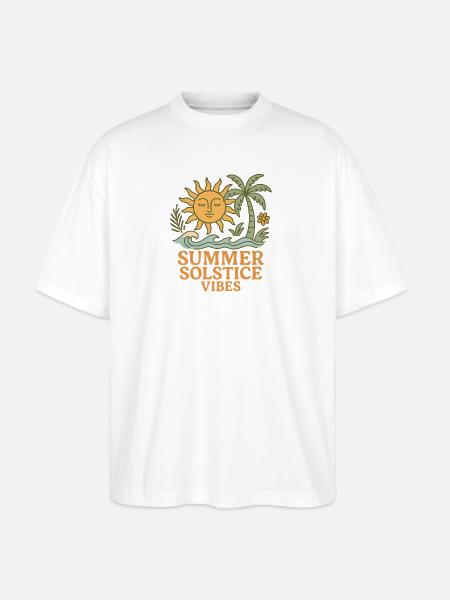 Summer Solstice Vibes Sun and Palm Design - Stanley/Stella Blaster Oversized T-Shirt  - white