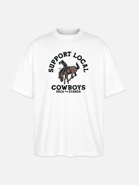 Soutenez les cow-boys locaux - T-shirt surdimensionné Stanley/Stella Blaster - blanc