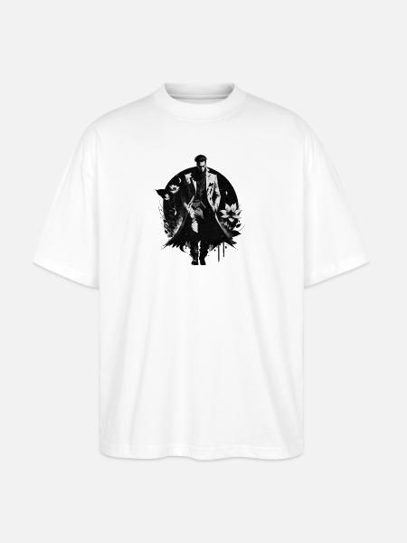 Noir Gentleman Floral Bloom - Stanley/Stella Blaster Oversized T-Shirt - white
