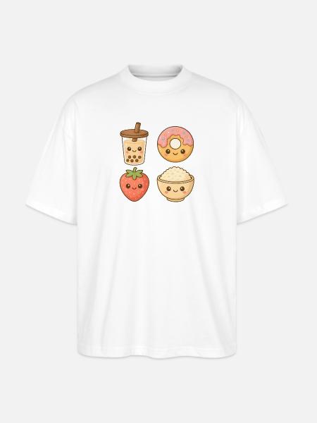 Kawaii Food Friends - Stanley/Stella Blaster Oversized T-Shirt - white