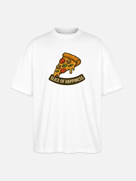 Slice of Happiness Pizza Slice - Stanley/Stella Blaster Oversized T-Shirt  - white