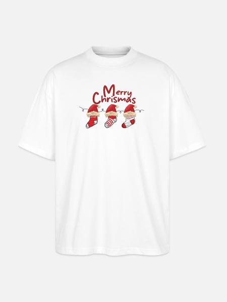 Merry Christmas Sock Trio - Stanley/Stella Blaster Oversized T-Shirt  - white