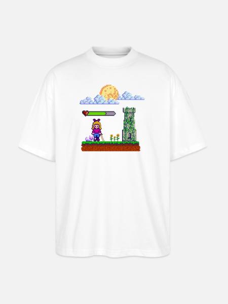 Pixel Heroine Art Design - Stanley/Stella Blaster Oversized T-Shirt - white