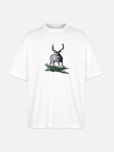 Mule deer buck sketch - Stanley/Stella Blaster Oversized T-Shirt - white