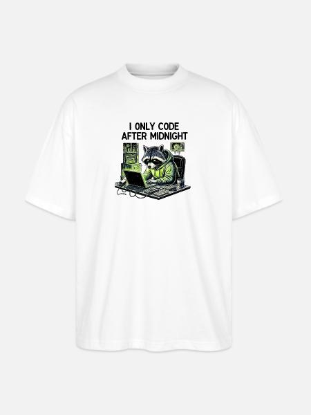Midnight Coder Raccoon - Stanley/Stella Blaster Oversized T-Shirt - white