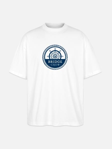 Bridge Crew Nautical Command Badge - Stanley/Stella Blaster Oversized T-Shirt - white