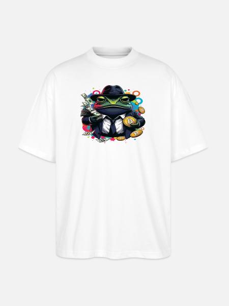 Bitcoin Frog Streetwear Art - Stanley/Stella Blaster Oversized T-Shirt - white