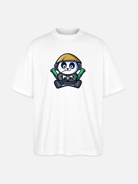 Panda Astronaut Gamer - Stanley/Stella Blaster Oversized T-Shirt - white