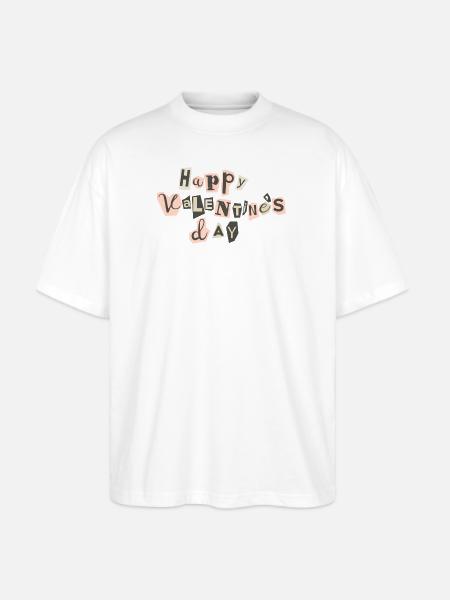 Valentine's Day Collage Letter Print - Stanley/Stella Blaster Oversized T-Shirt - white