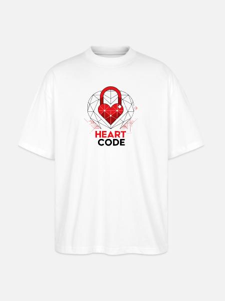 a-geometric-lock-shape-with-a-smooth-red-heart- - Stanley/Stella Blaster Oversized T-Shirt - white