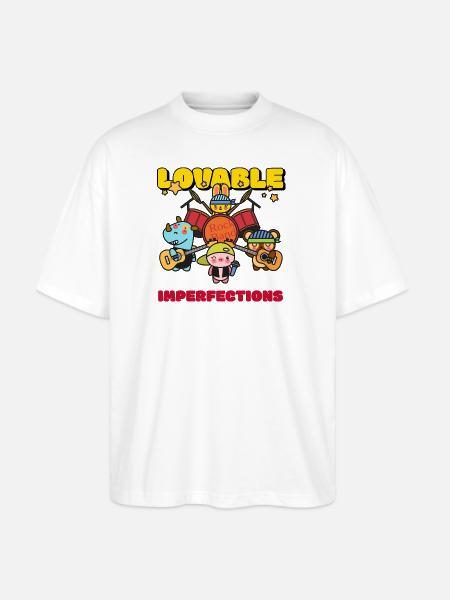 Lovable Imperfections Rock Band - Stanley/Stella Blaster Oversized T-Shirt - white