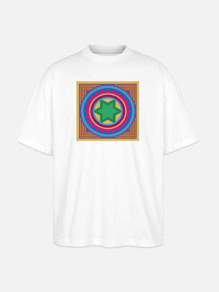 Vibrant Star Mandala Burst - Stanley/Stella Blaster Oversized T-Shirt  - white