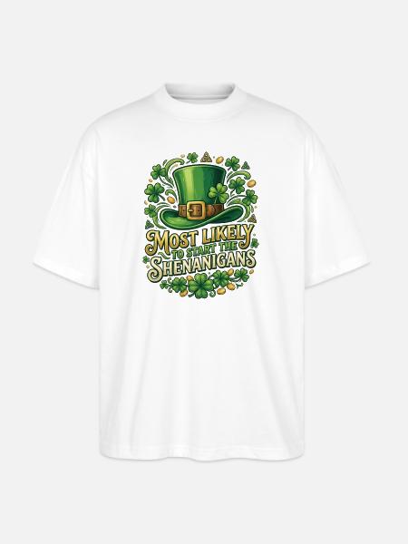 Leprechaun Hat Shenanigans - Stanley/Stella Blaster Oversized T-Shirt - white