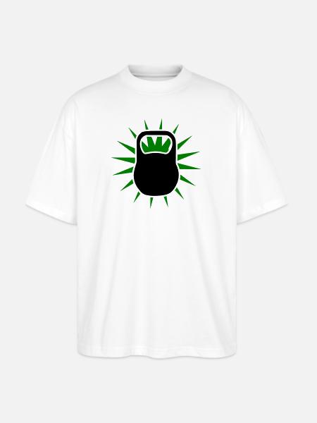 Green Sunburst Kettlebell Emblem - Stanley/Stella Blaster Oversized T-Shirt  - white