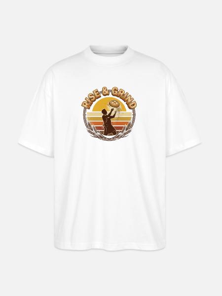 Rise & Grind Sunrise Bakery - Stanley/Stella Blaster Oversized T-Shirt - white