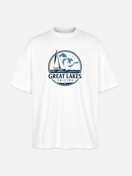 Great Lakes Sailing Logo - Stanley/Stella Blaster Oversized T-Shirt - white