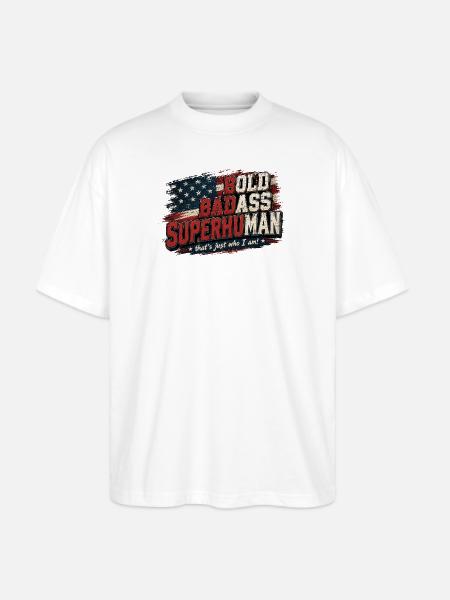 Bold Badass Superhuman Flag Art - Stanley/Stella Blaster Oversized T-Shirt  - white