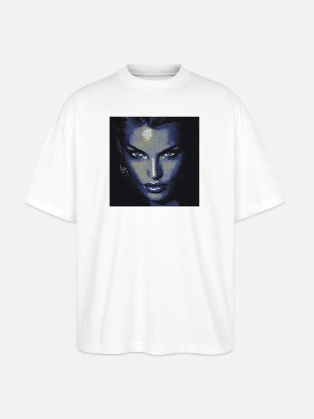 Midnight Halftone Femme Fatale - Stanley/Stella Blaster Oversized T-Shirt - white