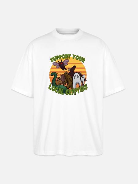 Support Your Local Cryptids - Stanley/Stella Blaster Oversized T-Shirt - white