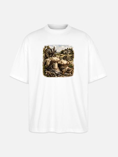 Rustic Wool Spinning Farm - Stanley/Stella Blaster Oversized T-Shirt  - white