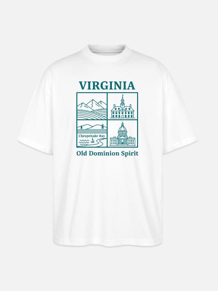 Virginia Vista: Mountains, Bay and Capitol - Stanley/Stella Blaster Oversized T-Shirt  - white