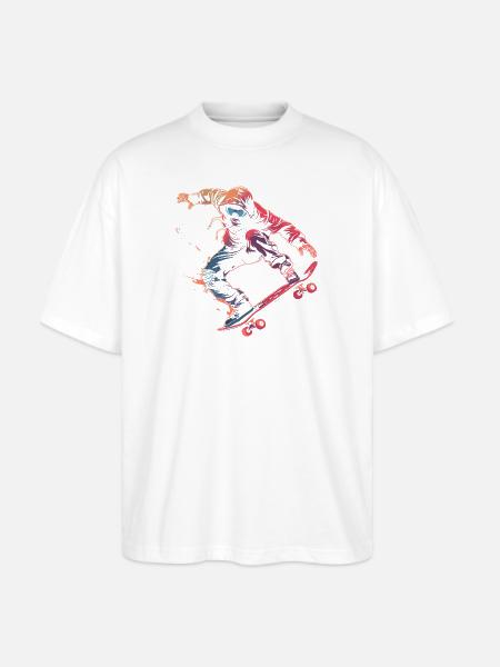 Skateboarder Comic Style - Stanley/Stella Blaster Oversized T-Shirt - white