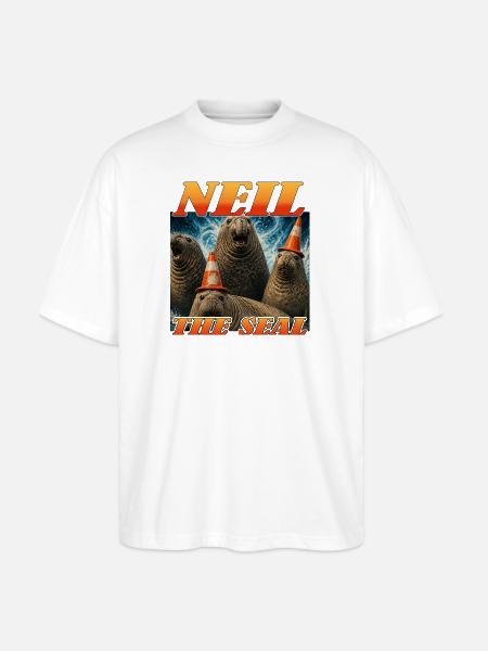Neil the Seal Cone Crew - Stanley/Stella Blaster Oversized T-Shirt  - white