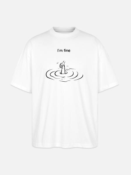 Thumbs Up Ripple Graphic - Stanley/Stella Blaster Oversized T-Shirt - white