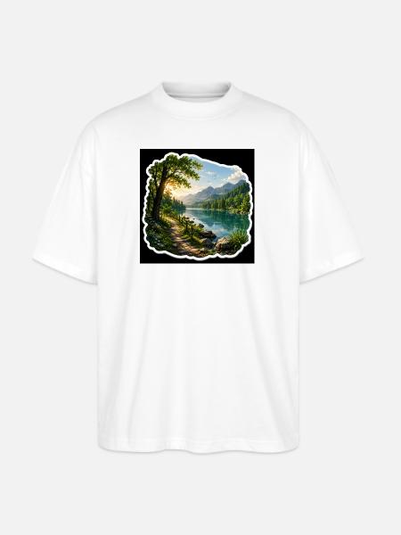 Lakeside Trail in Alpine Sun - Stanley/Stella Blaster Oversized T-Shirt - white
