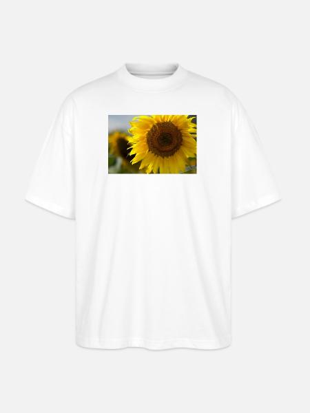 Sunlit Spiral Sunflower - Stanley/Stella Blaster Oversized T-Shirt - white