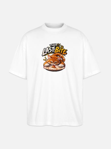 The Last Bite Cat Pizza - Stanley/Stella Blaster Oversized T-Shirt - white
