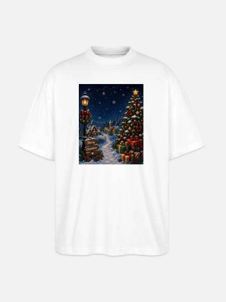 Snowlit Christmas Village - Stanley/Stella Blaster Oversized T-Shirt  - white
