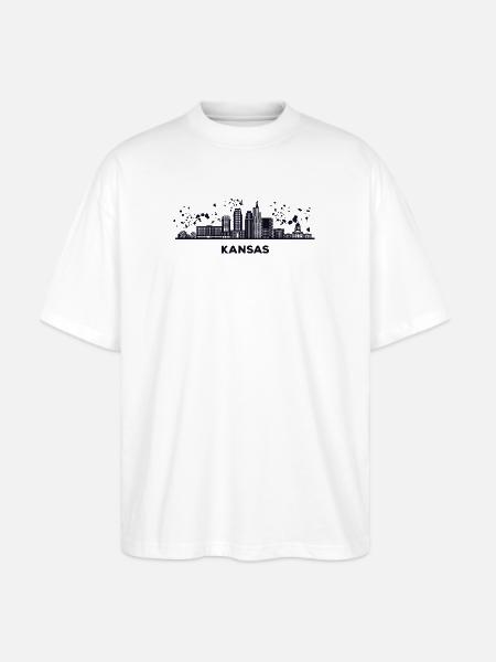 Kansans Skyline Cityscape Kansas - Stanley/Stella Blaster Oversized T-Shirt - white