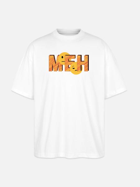 Meh on Striped Word - Stanley/Stella Blaster Oversized T-Shirt  - white