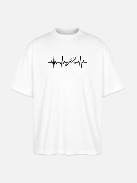 Cricket ECG Heartline - Stanley/Stella Blaster Oversized T-Shirt  - white