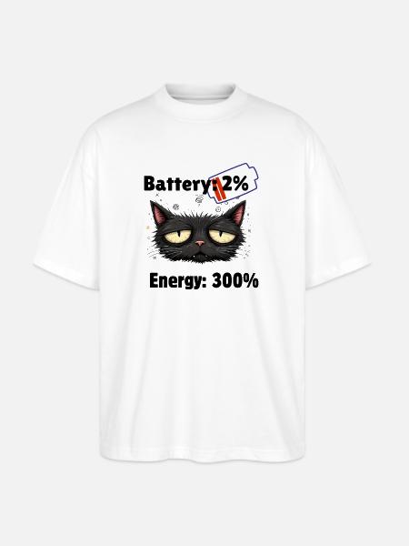 Battery 2% energyn300% - Stanley/Stella Blaster Oversized T-Shirt - white