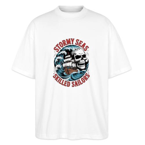 Stormy Seas Skull Pirate Ship Nautical Ocean Waves - Stanley/Stella Blaster Oversized T-Shirt 
