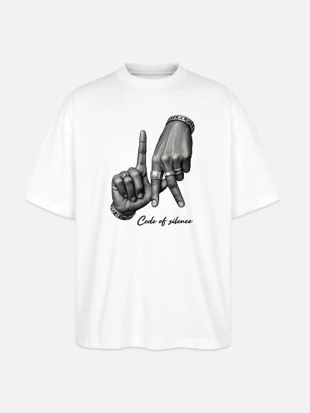 Code of Silence Grayscale Gesture - Stanley/Stella Blaster Oversized T-Shirt - white
