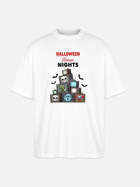 Stacked TV Monsters Halloween - Stanley/Stella Blaster Oversized T-Shirt  - white