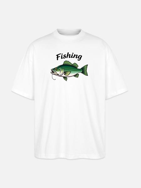 Vivid Bass Fishing Tackle Illustration - Stanley/Stella Blaster Oversized T-Shirt - white