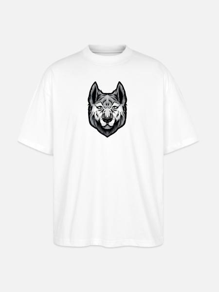 Wolf Loyalty Emblem Portrait - Stanley/Stella Blaster Oversized T-Shirt - white