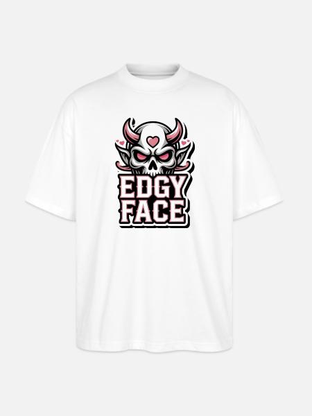 Edgy Face Skull - Stanley/Stella Blaster Oversized T-Shirt  - white