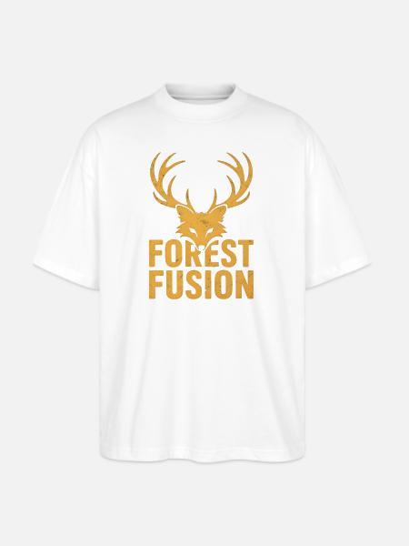 Forest Fusion Deer Embroidery Design - Stanley/Stella Blaster Oversized T-Shirt - white