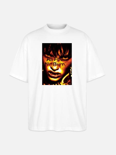 Inferno Portrait: Bold Text Overlay - Stanley/Stella Blaster Oversized T-Shirt - white