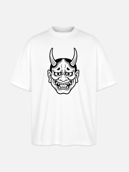 japanese demon mask - Stanley/Stella Blaster Oversized T-Shirt  - white