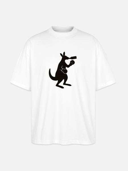 Kangaroo Sip Silhouette - Stanley/Stella Blaster Oversized T-Shirt - white