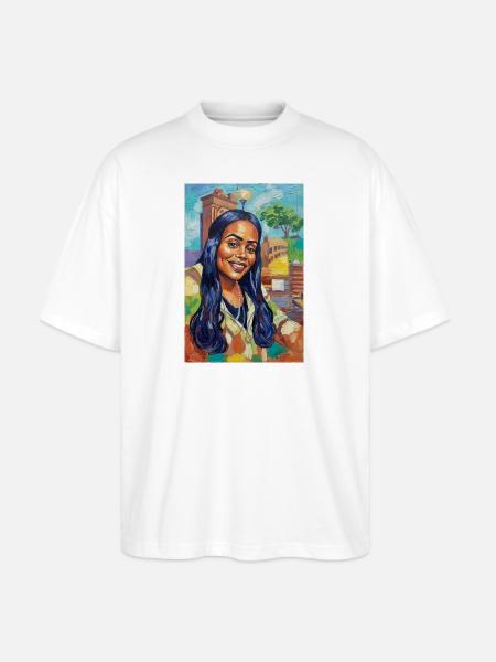 Bluehair City Portrait - Stanley/Stella Blaster Oversized T-Shirt  - white