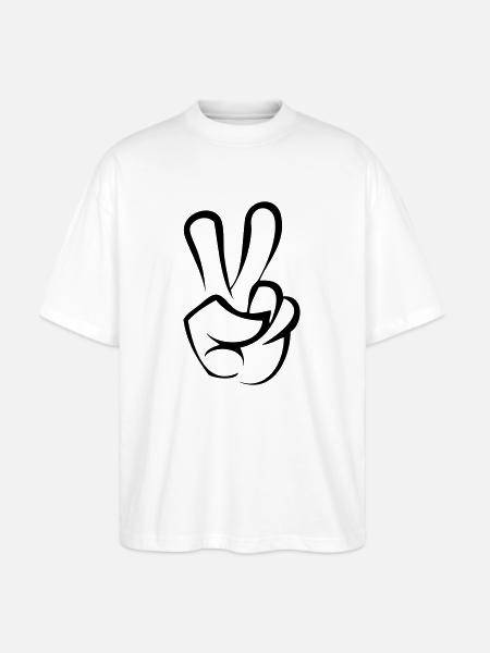 peace hand - Stanley/Stella Blaster Oversized T-Shirt - white