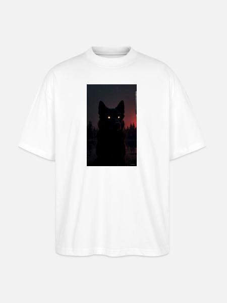 Mysterious Black Wolf at Night - Stanley/Stella Blaster Oversized T-Shirt  - white
