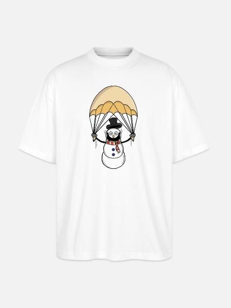 Parachuting Snowman - Stanley/Stella Blaster Oversized T-Shirt - white